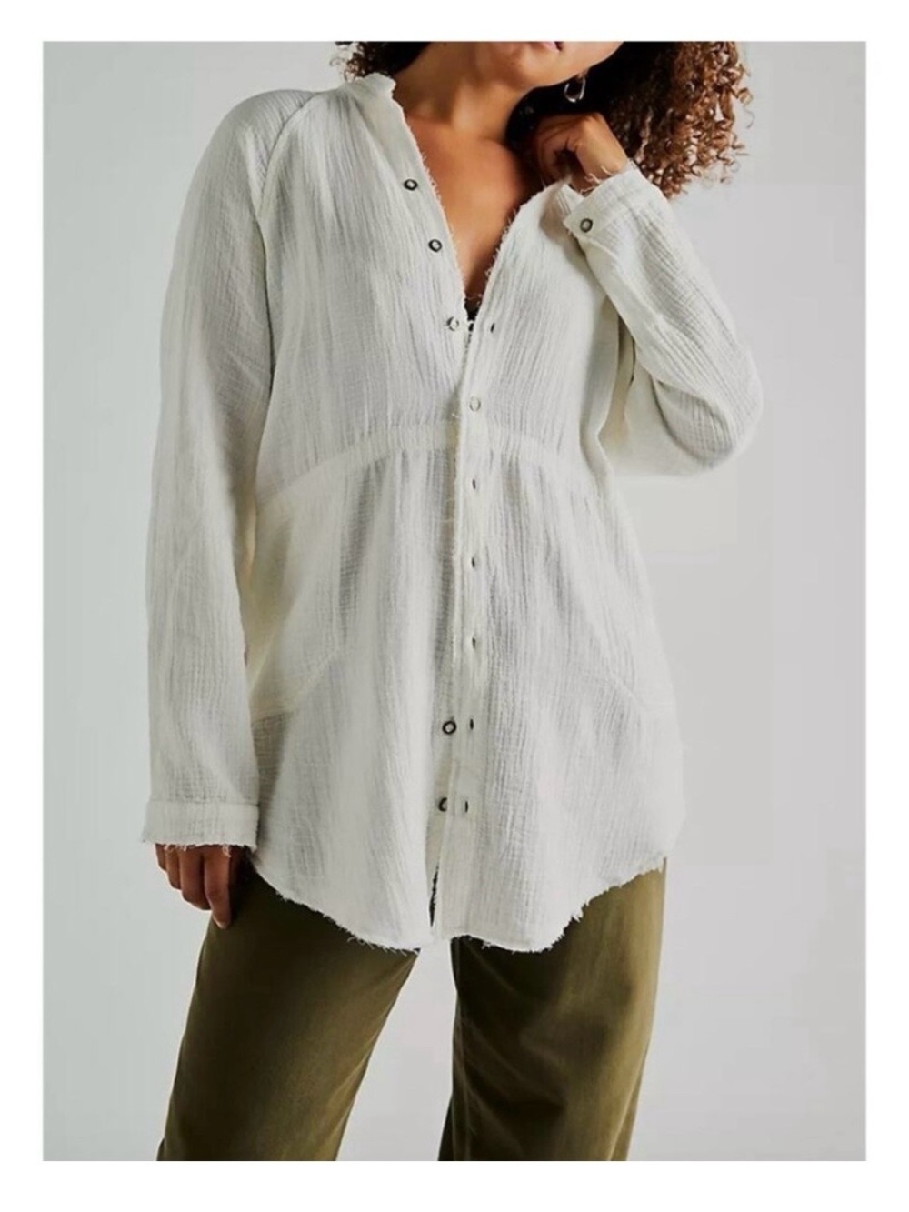 Free People We The Free Button-Front Over-Sized Top